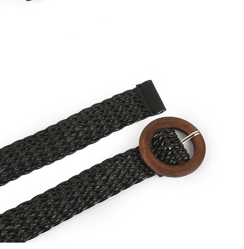 Fashion Black Hollow Breathable Woven Geometric Buckle Wide Belt,Wide belts