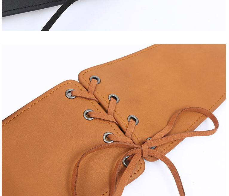 Fashion Camel Lace-up Tassel Elastic Belt,Wide belts