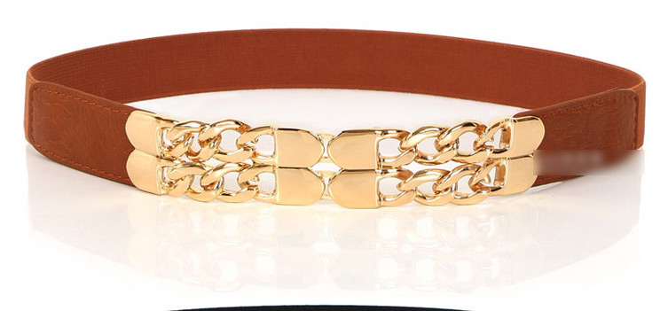 Fashion Apricot Metal Sequin Chain Elastic Dress Belt,Thin belts