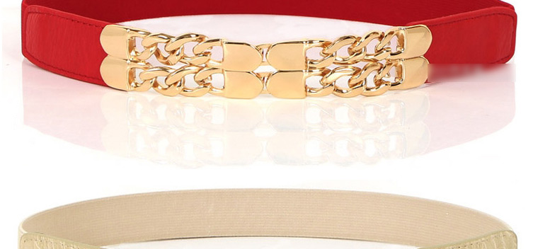 Fashion Apricot Metal Sequin Chain Elastic Dress Belt,Thin belts
