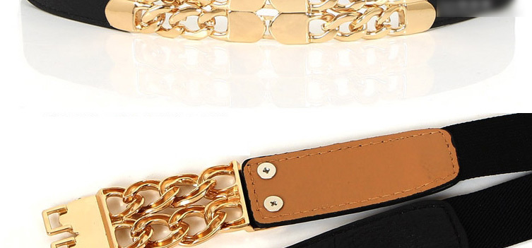 Fashion Brown Metal Sequin Chain Elastic Dress Belt,Thin belts