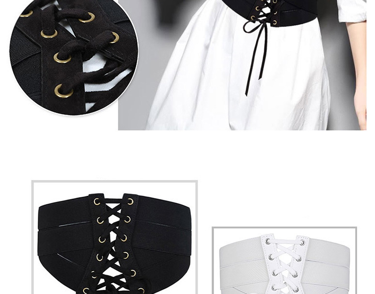 Fashion Black Fringed Straps High Waist Tether Wide Brim Belt,Wide belts