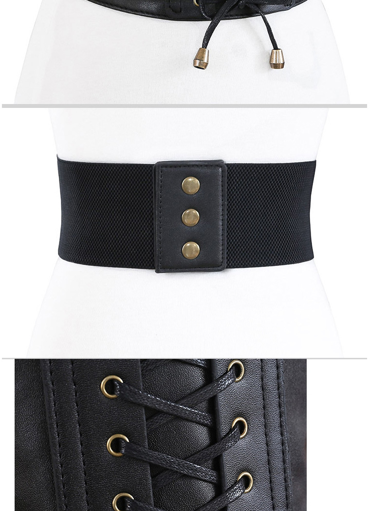 Fashion Black Soft Leather Tassels Tied With Wide Belt,Wide belts