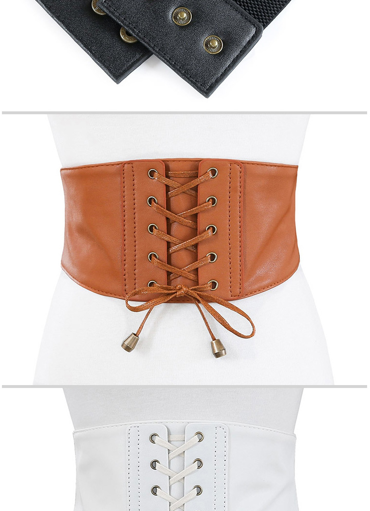 Fashion Black Soft Leather Tassels Tied With Wide Belt,Wide belts