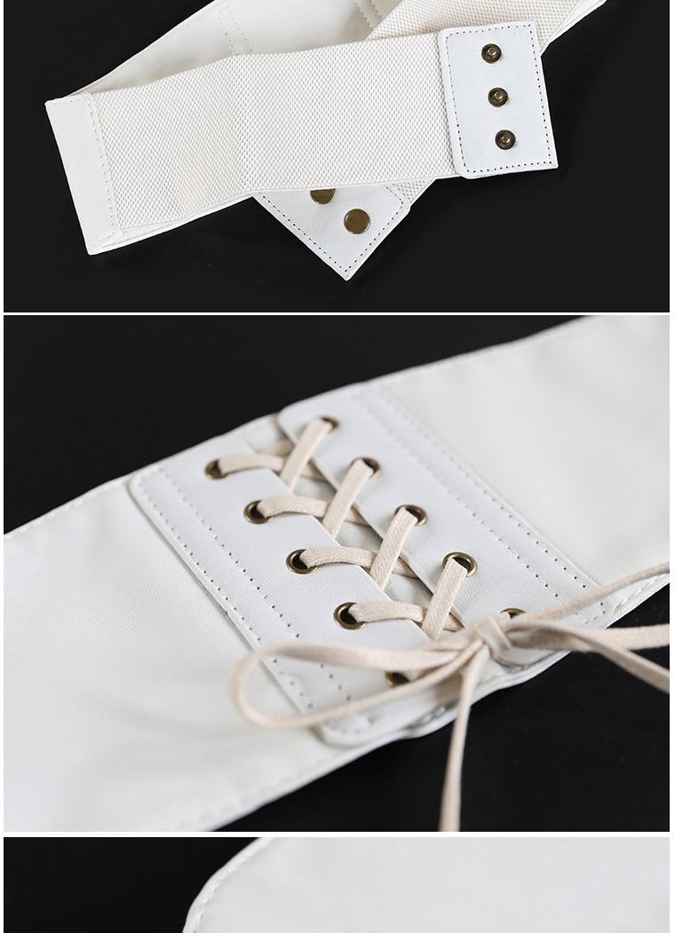 Fashion White Soft Leather Tassels Tied With Wide Belt,Wide belts