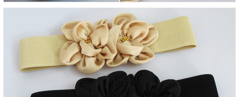 Fashion Apricot Chiffon Big Flower Elastic Elastic Belt,Wide belts