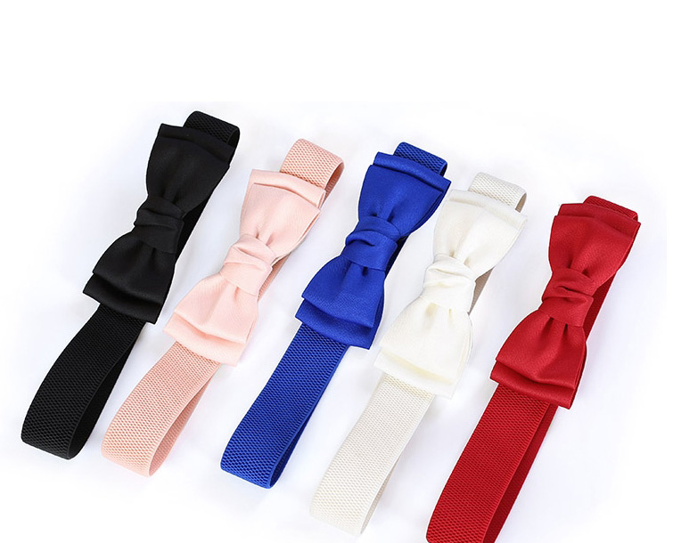 Fashion White Elastic Elastic Bow Belt,Wide belts