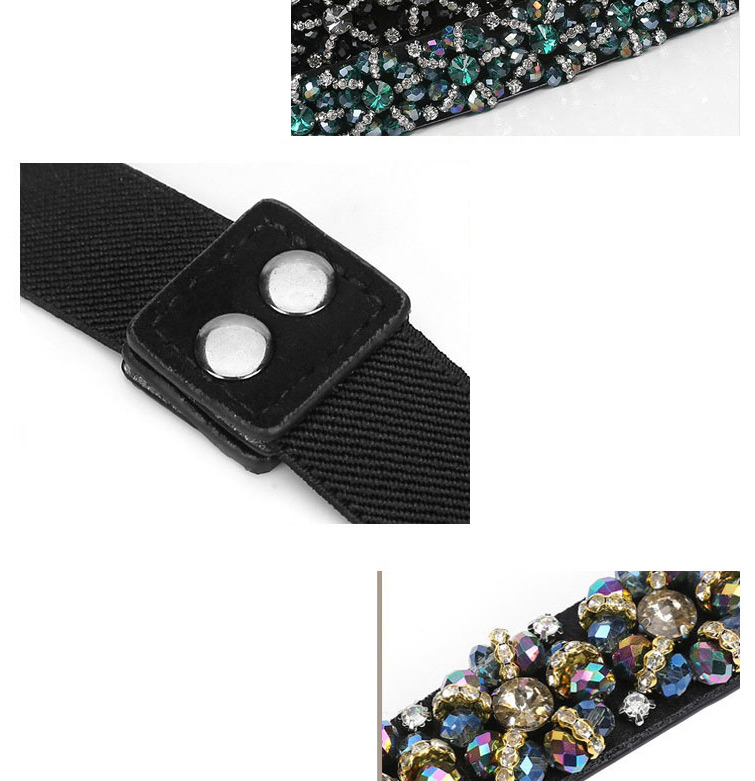 Fashion Black Handmade Fishing Line With Rhinestone Elastic Belt,Thin belts