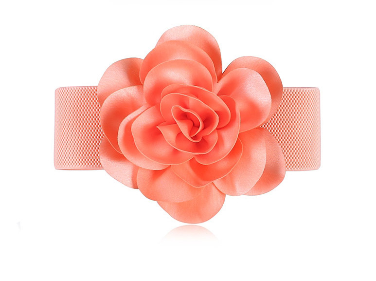 Fashion Pink Chiffon Flower Elastic Wide Belt,Wide belts