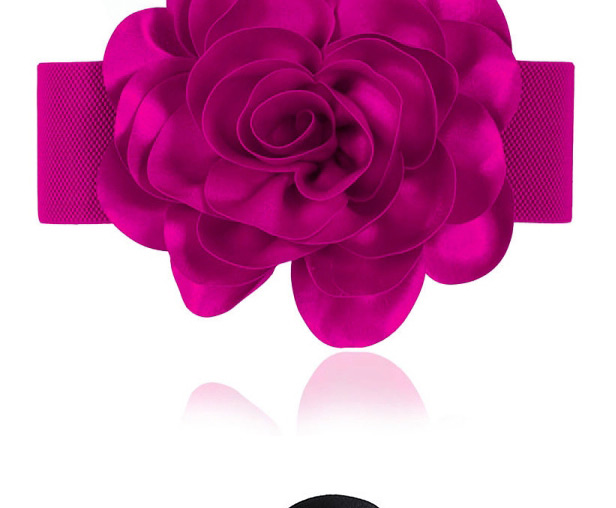 Fashion Pink Oversized Flower Elastic Wide Belt,Wide belts