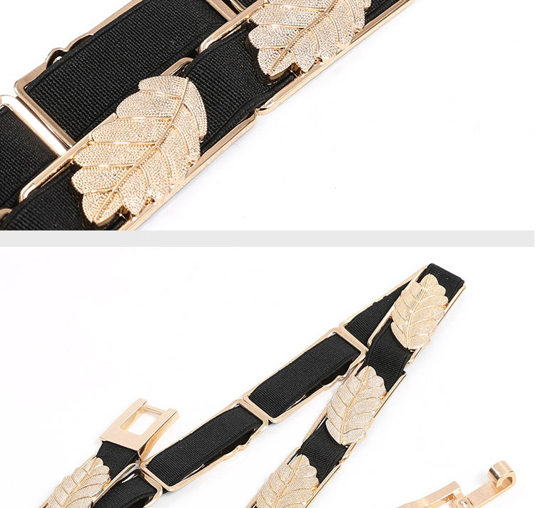 Fashion Golden Metal Leaf Elastic Waistband,Thin belts