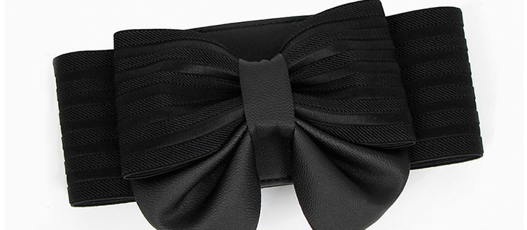 Fashion Black 65cm Bowknot Super Wide Buckle Elastic Belt,Wide belts