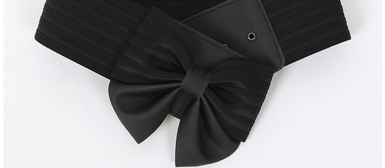 Fashion Black 75cm Bowknot Super Wide Buckle Elastic Belt,Wide belts