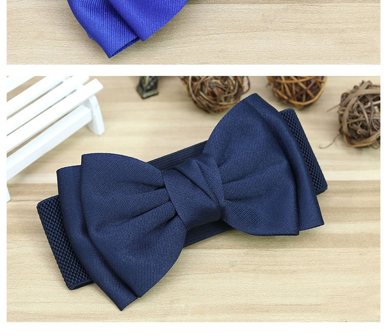 Fashion Blue Wide Elastic Belt With Bow,Wide belts
