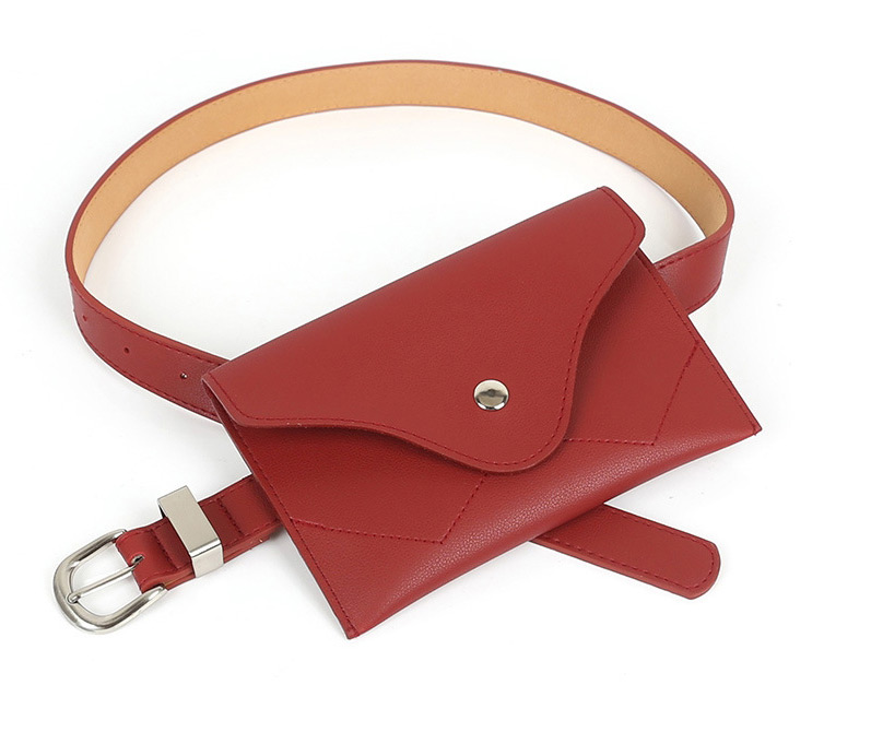 Fashion Red Pu Belt Waist Bag Belt Buckle Belt,Thin belts