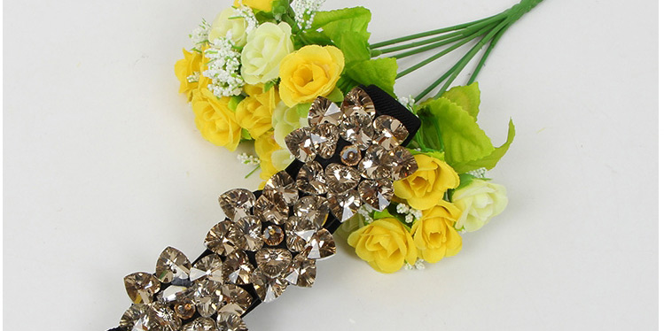 Fashion Grey Rhinestones Hand-stitched Rhinestone Flower Thin Belt,Thin belts