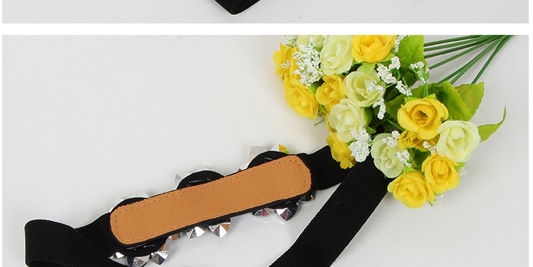 Fashion White Rhinestones Hand-stitched Rhinestone Flower Thin Belt,Thin belts
