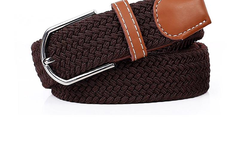 Fashion Brown Pin Buckle Stretch Canvas Belt Woven Belt,Wide belts