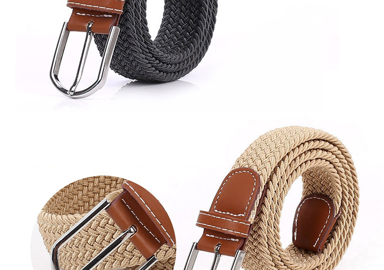 Fashion Gray Pin Buckle Stretch Canvas Belt Woven Belt,Wide belts