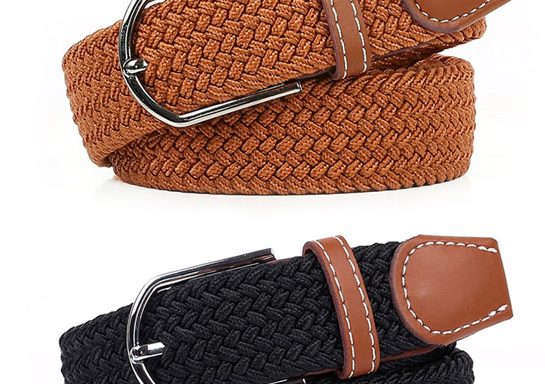 Fashion Black Pin Buckle Stretch Canvas Belt Woven Belt,Wide belts