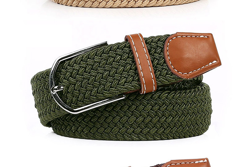 Fashion Armygreen Pin Buckle Stretch Canvas Belt Woven Belt,Wide belts