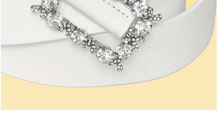 Fashion White Diamond-studded Geometric Alloy Belt,Wide belts