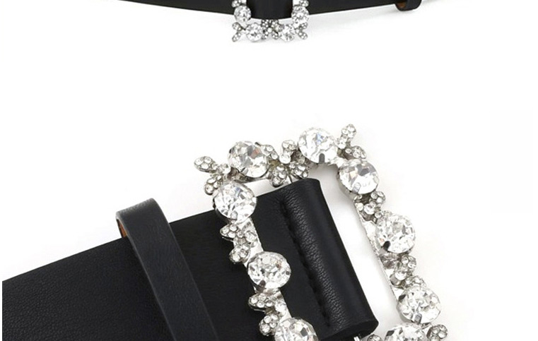 Fashion Black Diamond Geometric Alloy Belt,Wide belts