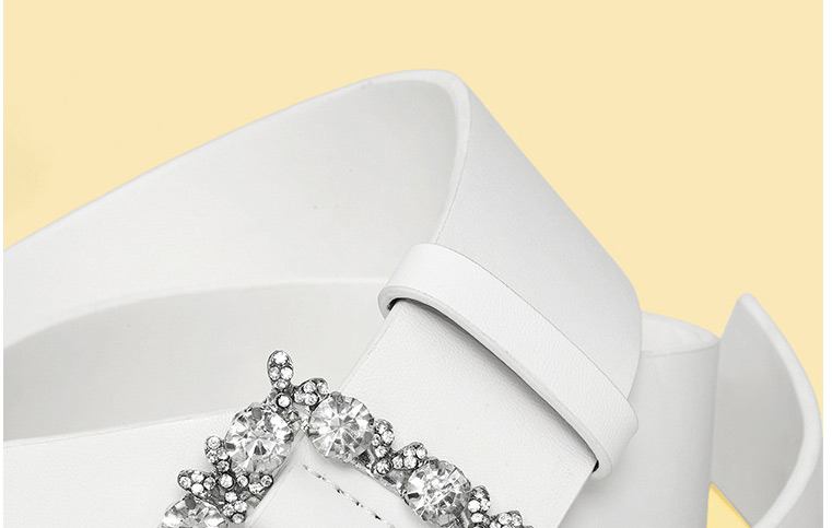 Fashion White Diamond-studded Geometric Alloy Belt,Wide belts