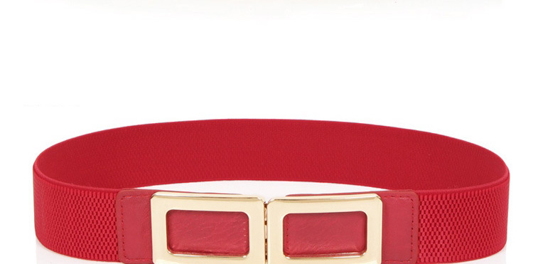 Fashion Red Double Buckle Elastic Alloy Elastic Thin Belt,Thin belts