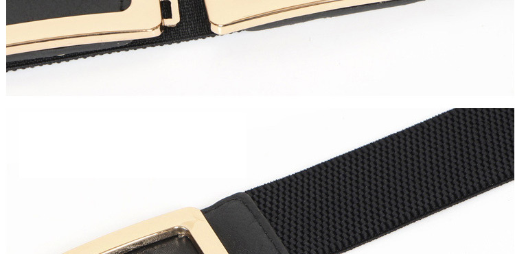 Fashion Apricot Double Buckle Elastic Alloy Elastic Thin Belt,Thin belts