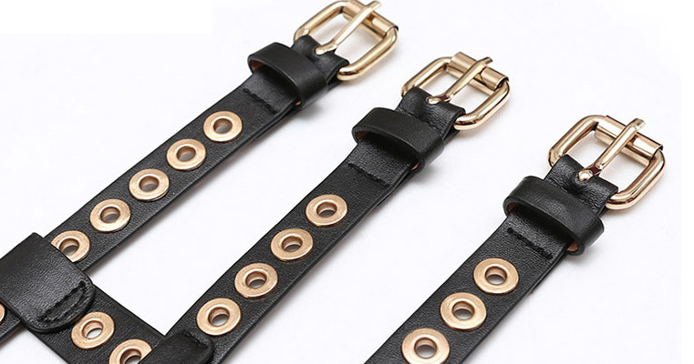 Fashion Black 3 Pin Buckle Leather Orange Adjustable Belt,Wide belts