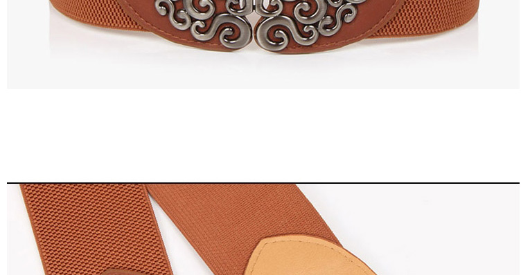 Fashion Brown Elastic And Elastic Alloy Geometric Wide Belt,Wide belts