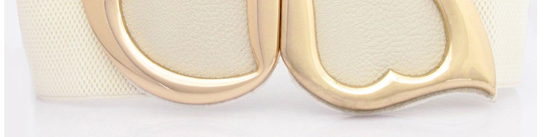 Fashion White Geometrical Alloy Double Buckle Elastic Elastic Wide Belt,Wide belts