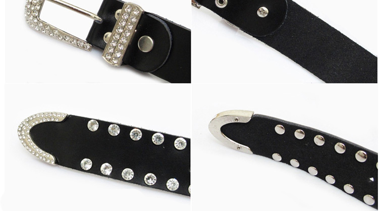 Fashion Black Alloy Wide Belt With Diamond Belt Buckle,Wide belts