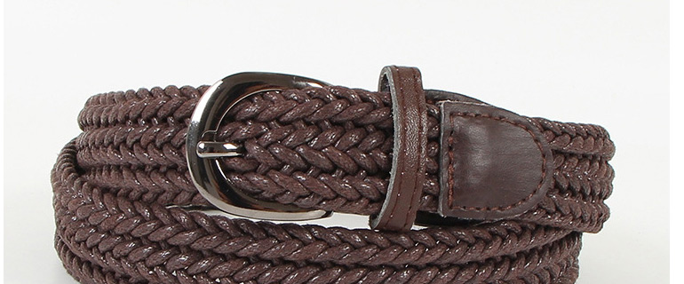 Fashion Brown Pin Buckle Twine Braided Belt,Wide belts