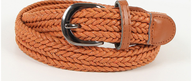Fashion Brown Pin Buckle Twine Braided Belt,Wide belts