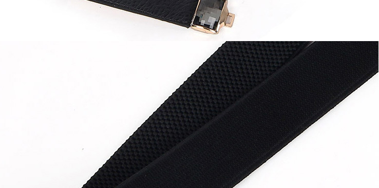 Fashion Brown Thin Geometric Elastic Belt With Rhinestones,Thin belts