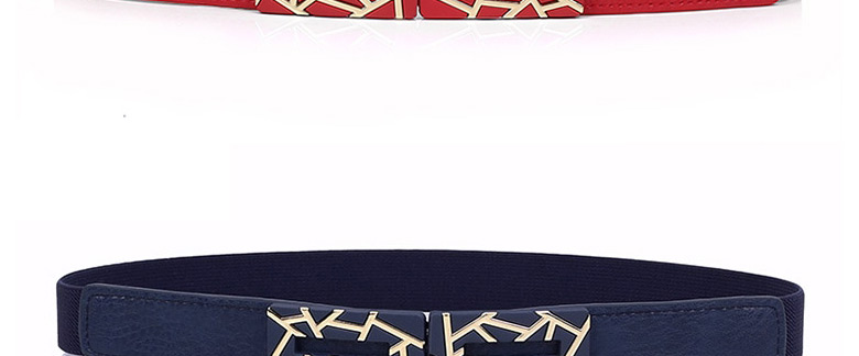 Fashion Navy Blue Metal Alloy Geometric Thin Belt,Thin belts