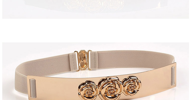 Fashion Blue Metal Mirror Belt Flower Elastic Elastic Belt,Wide belts