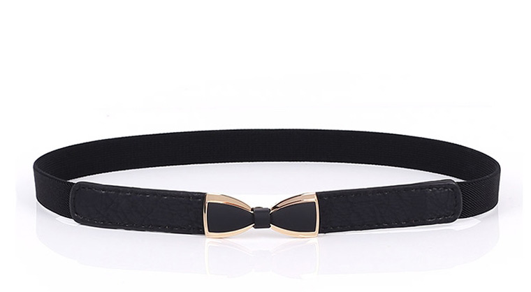 Fashion Black Bowknot Elastic Alloy Thin Belt,Thin belts
