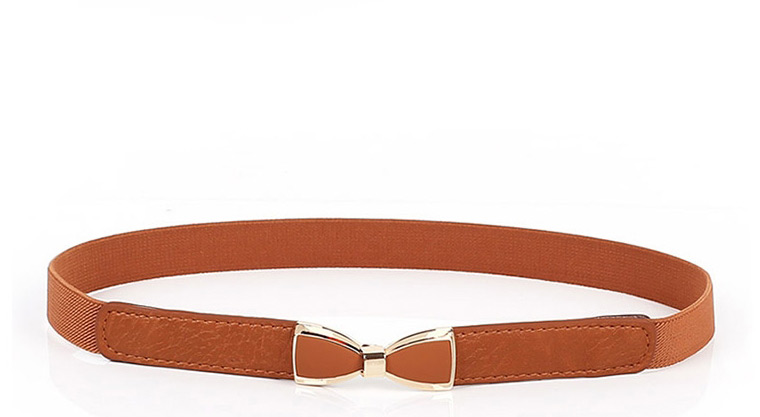Fashion Brown Bowknot Elastic Alloy Thin Belt,Thin belts