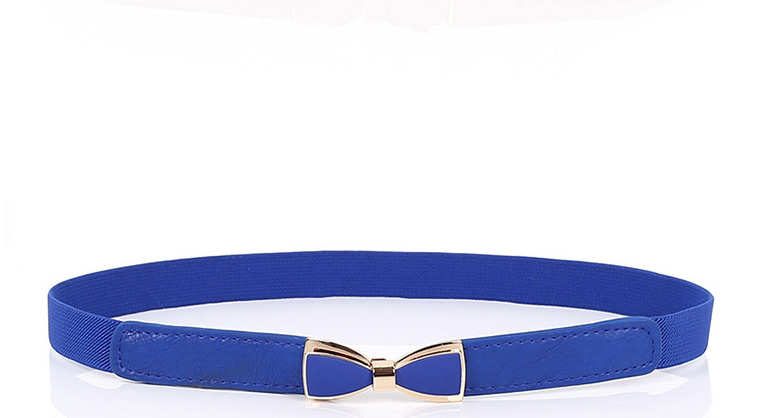 Fashion Color Blue Bowknot Elastic Alloy Thin Belt,Thin belts