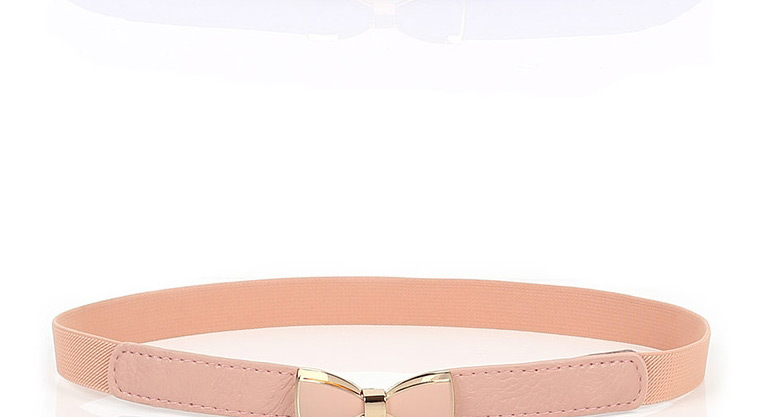 Fashion Smoky Pink Bowknot Elastic Alloy Thin Belt,Thin belts