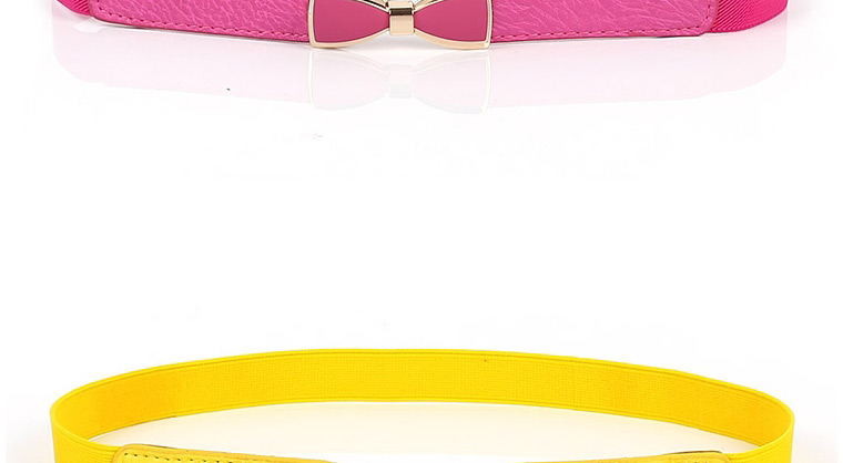 Fashion Smoky Pink Bowknot Elastic Alloy Thin Belt,Thin belts