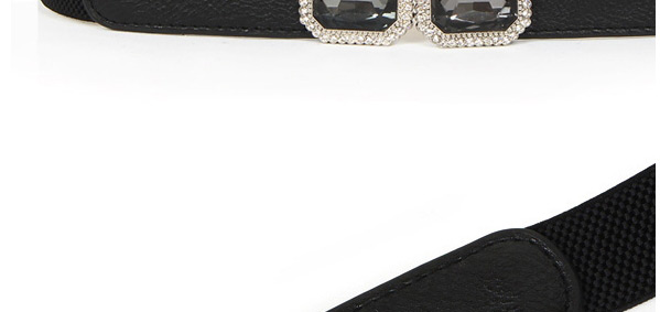 Fashion White Buckle Inlaid Rhinestone Geometric Elastic Belt,Thin belts