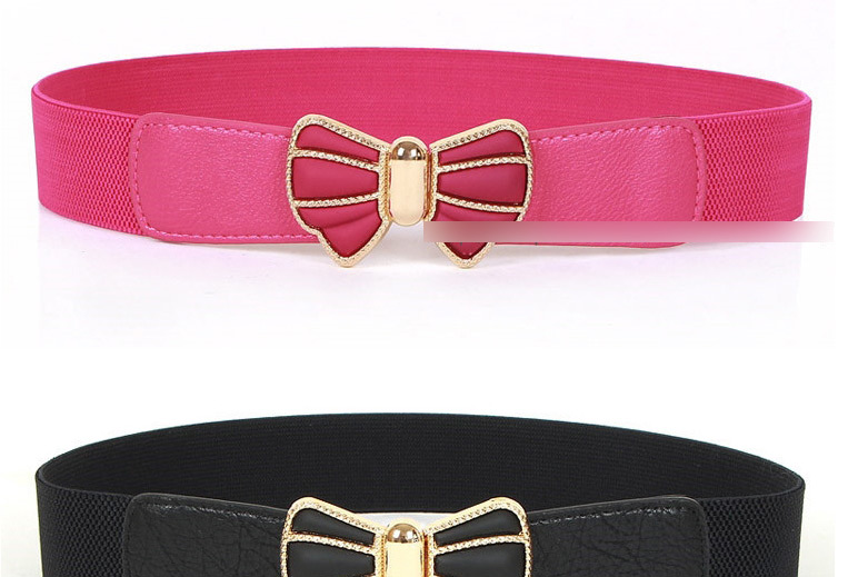 Fashion Red Wine Elastic Belt With Metal Buckle Bow,Wide belts