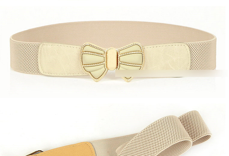 Fashion Brown Elastic Belt With Metal Buckle Bow,Wide belts