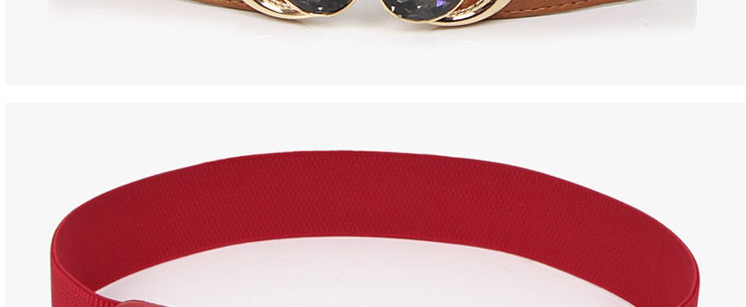Fashion Red Diamond-studded Alloy Geometric Elastic Belt With Buckle,Wide belts