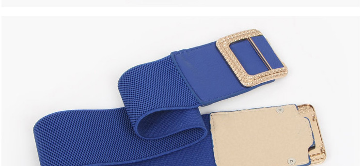Fashion Blue Alloy Elastic Elastic Belt With Double Buckle,Wide belts