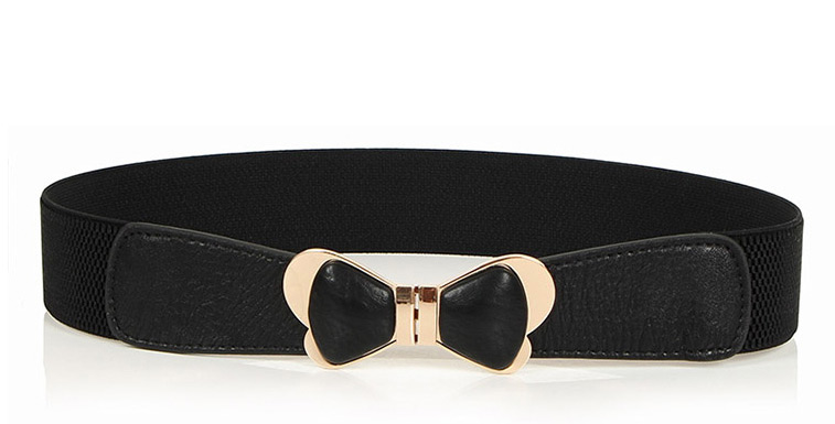Fashion Black Elasticated Butterfly Combined Gold Thin Belt,Thin belts